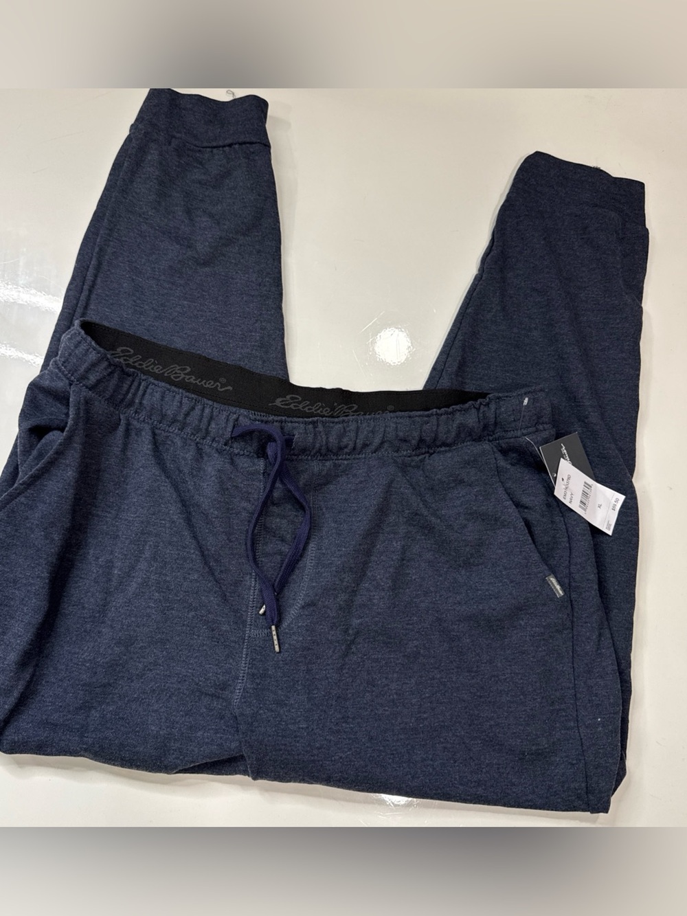 NWT Eddie Bauer Men's Lounge Pants XL Blue Solid Knit Regular Fit A040626